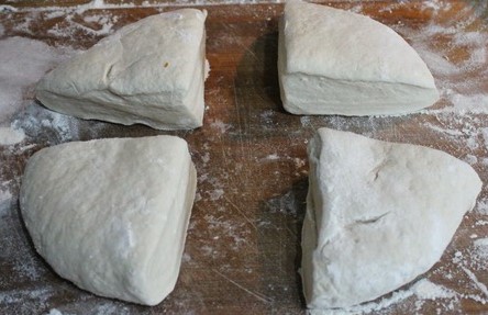 Pita sections rolled flat