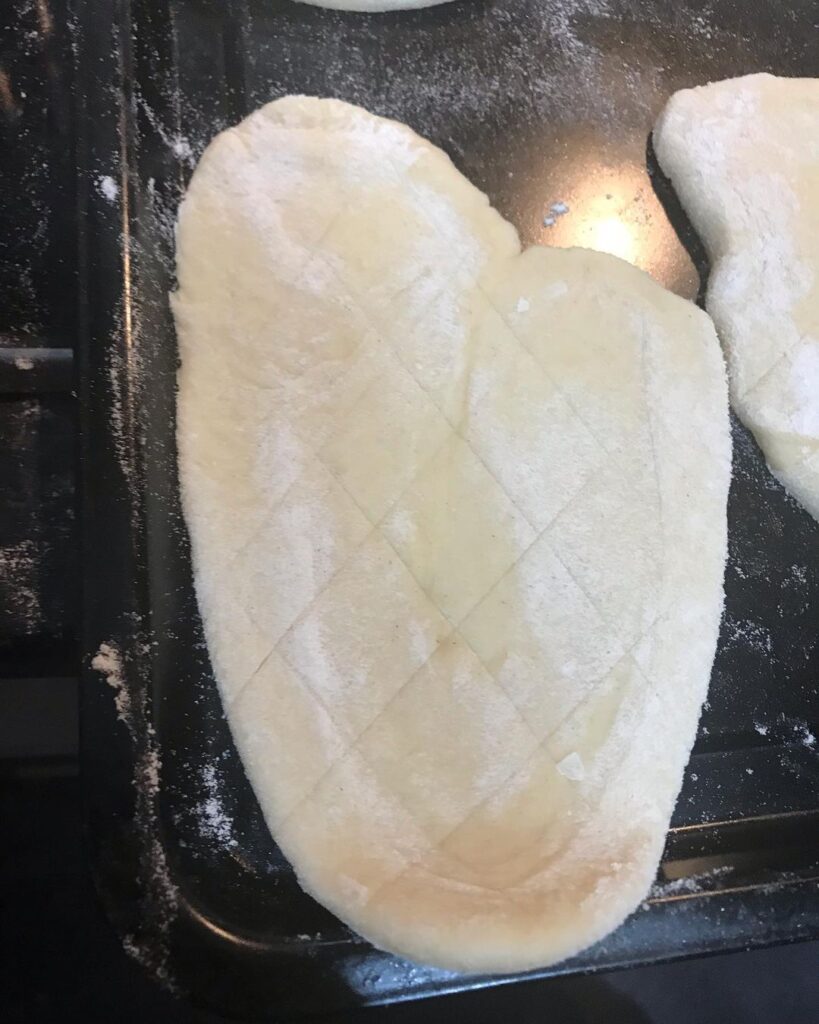 Dough portions shaped